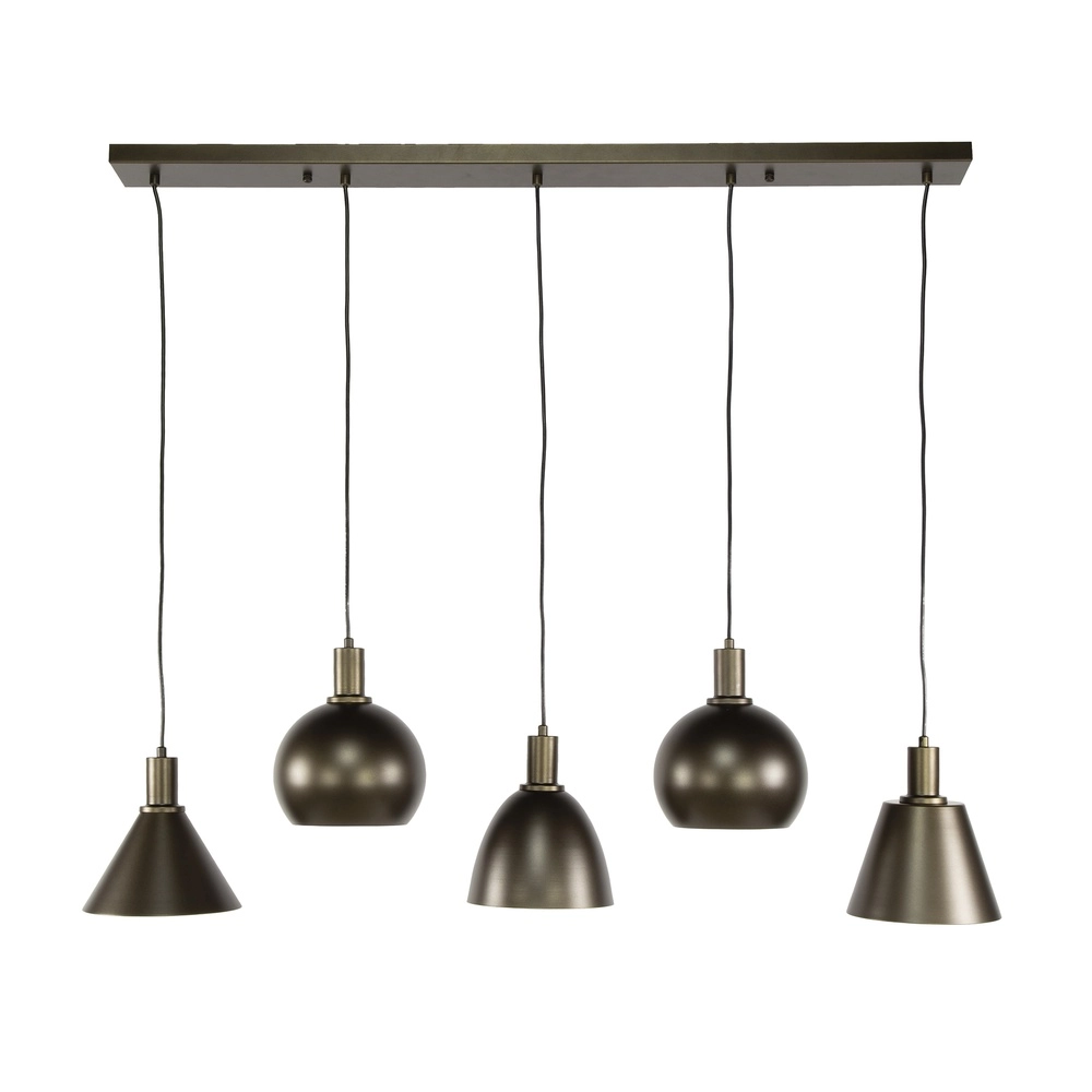 Esstisch-Pendellampe Metallo 5L - Sienabraun - E27 Lyora 8716803512337