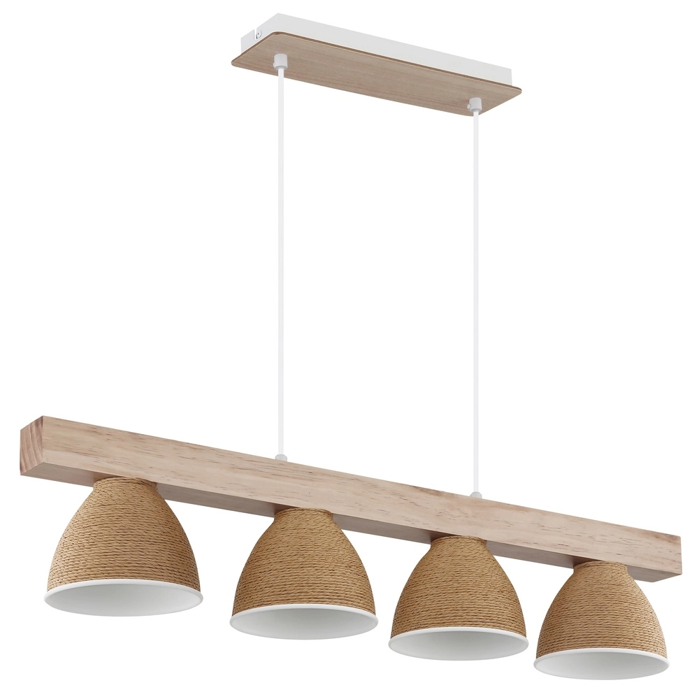Pendellampe Lyndon 4-hell weiß mit Rattan Globo 9007371583904