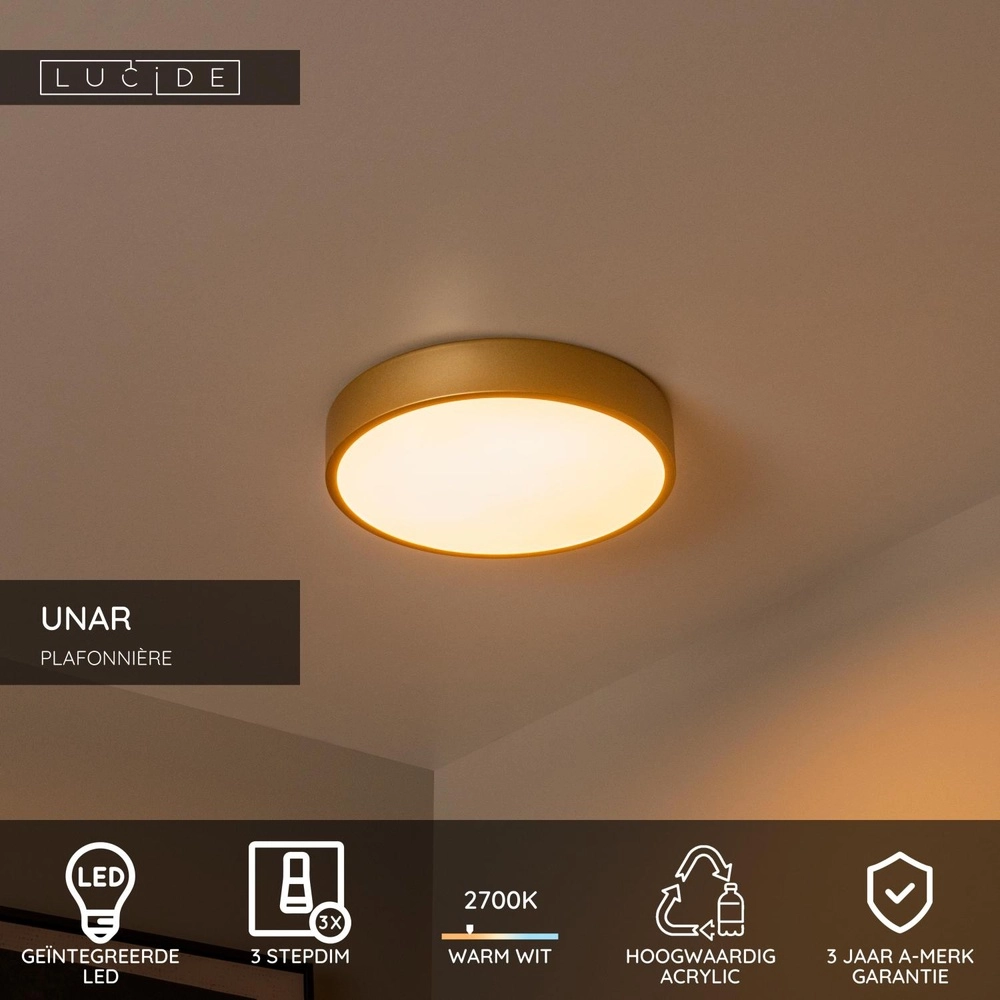 Deckenlicht Unar Ø 30cm - 2700K - Gold Lucide 5411212791863