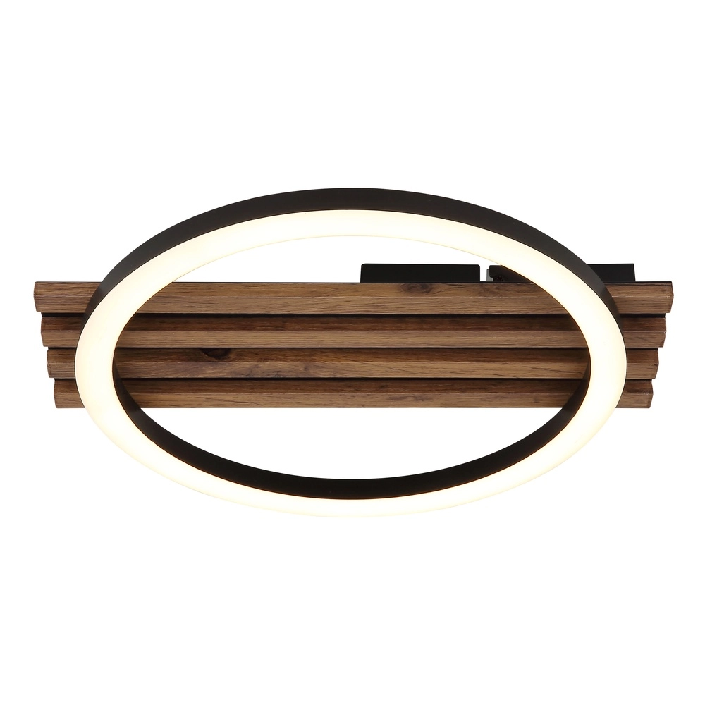 Deckenlampe Tisha Einzelne schwarz mit Holz Globo 9007371522576