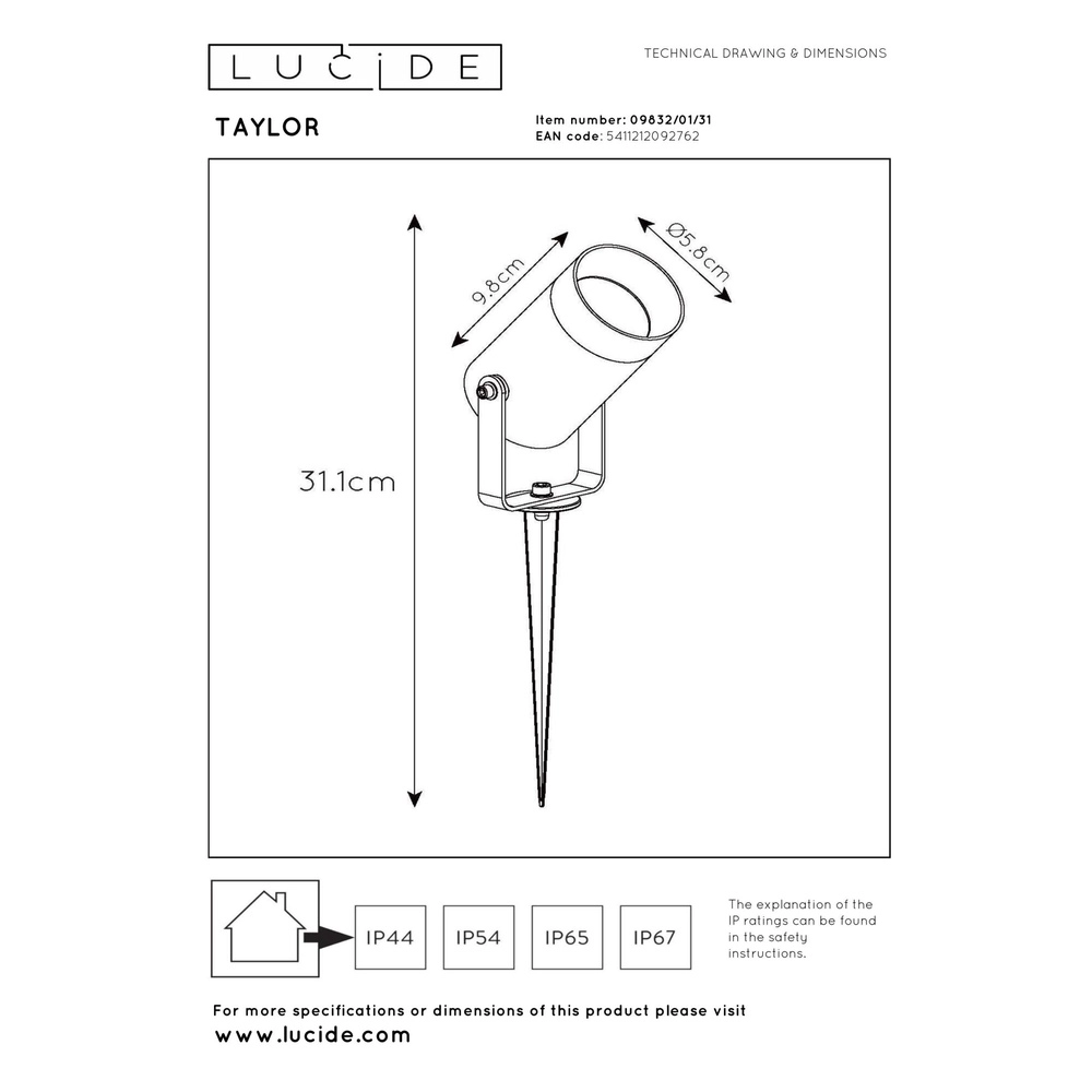 Spike-Spot Taylor IP65 weiß Lucide 5411212092762