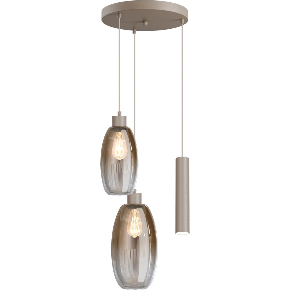 Vide Pendellampe Olive 2x Glas – 1x Lauf – Sand – Ø35 cm