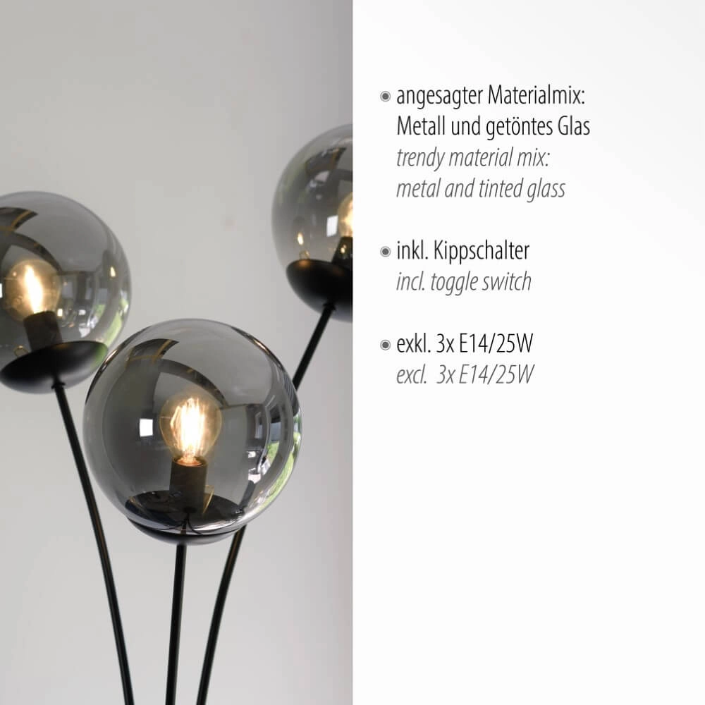 Schwarze Stehlampe Big Widow 3-flammig Just Light 4043689988388