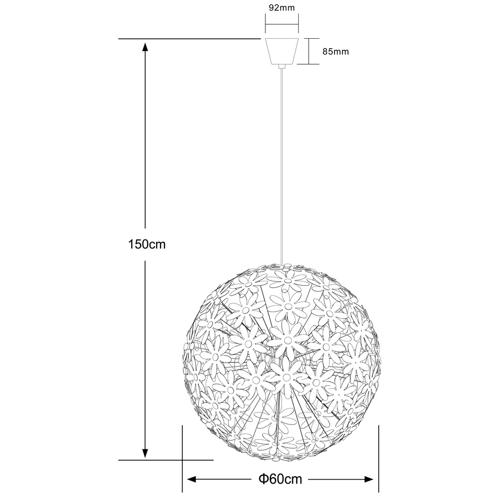 Weiße Pendellampe Stella Blumen Ø 60 cm Globo 9007371369928