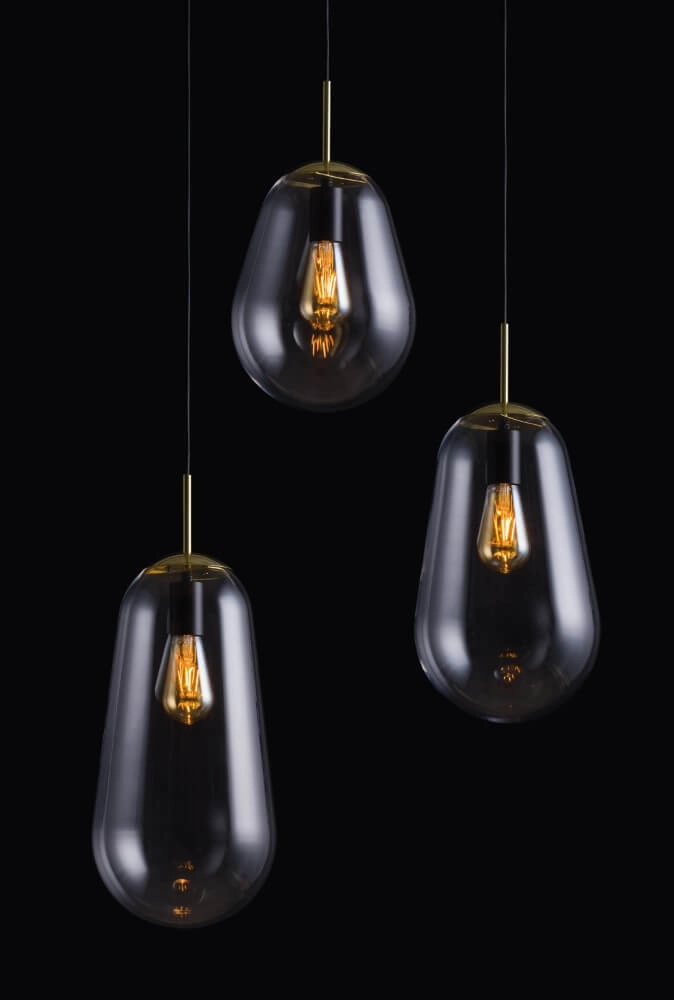 Hängelampe aus Glas Pear Long Ø 22cm Gold mit klarem Glas Lyora 5903139867191