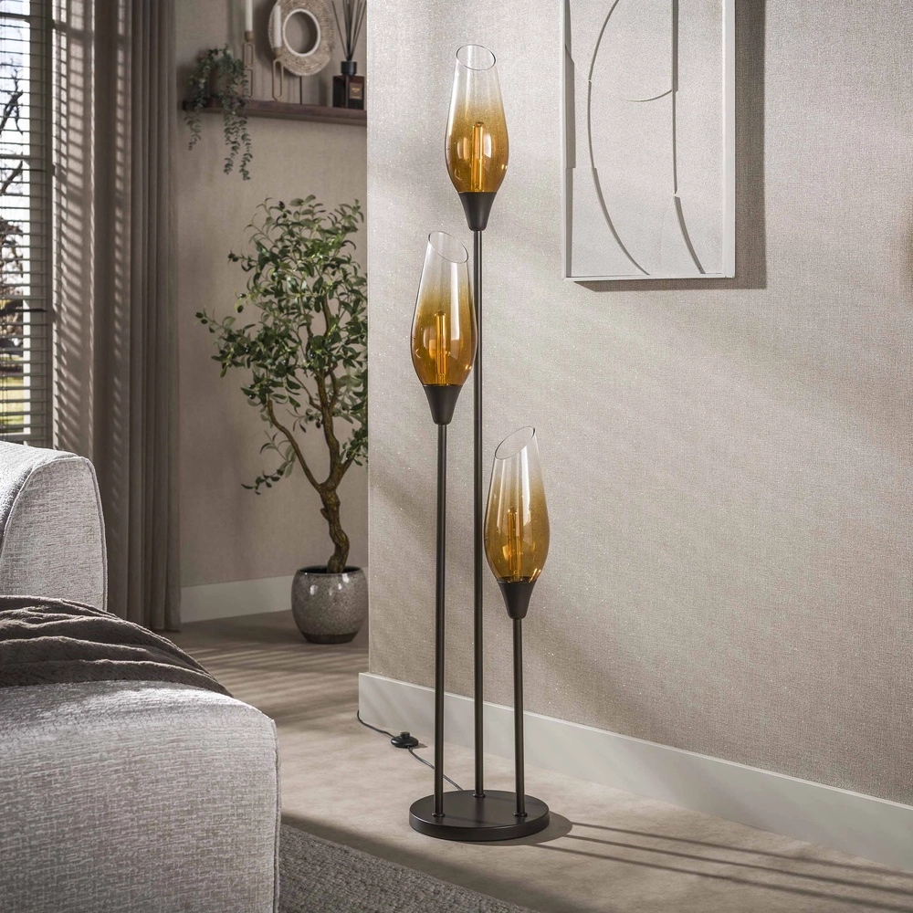 Glas-Stehlampe Cocoon 3x E27 – 168 cm – verblassendes Glas Lyora 8716803511880