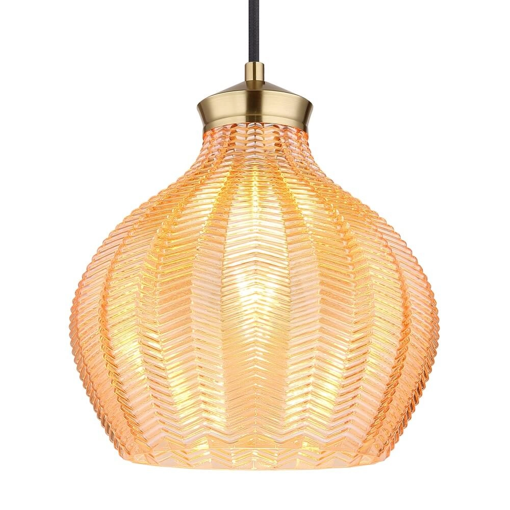 Pendelleuchte Jessica mit orangefarbenem Glas Ø 22cm Globo 9007371478118