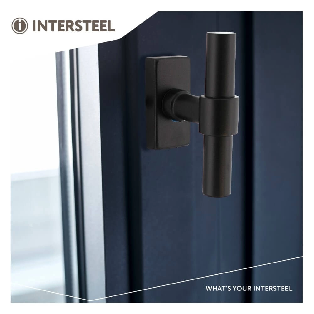 Fenstergriff T-Form Ventra Rechteckige Rosette schwarz Intersteel 8714186562390