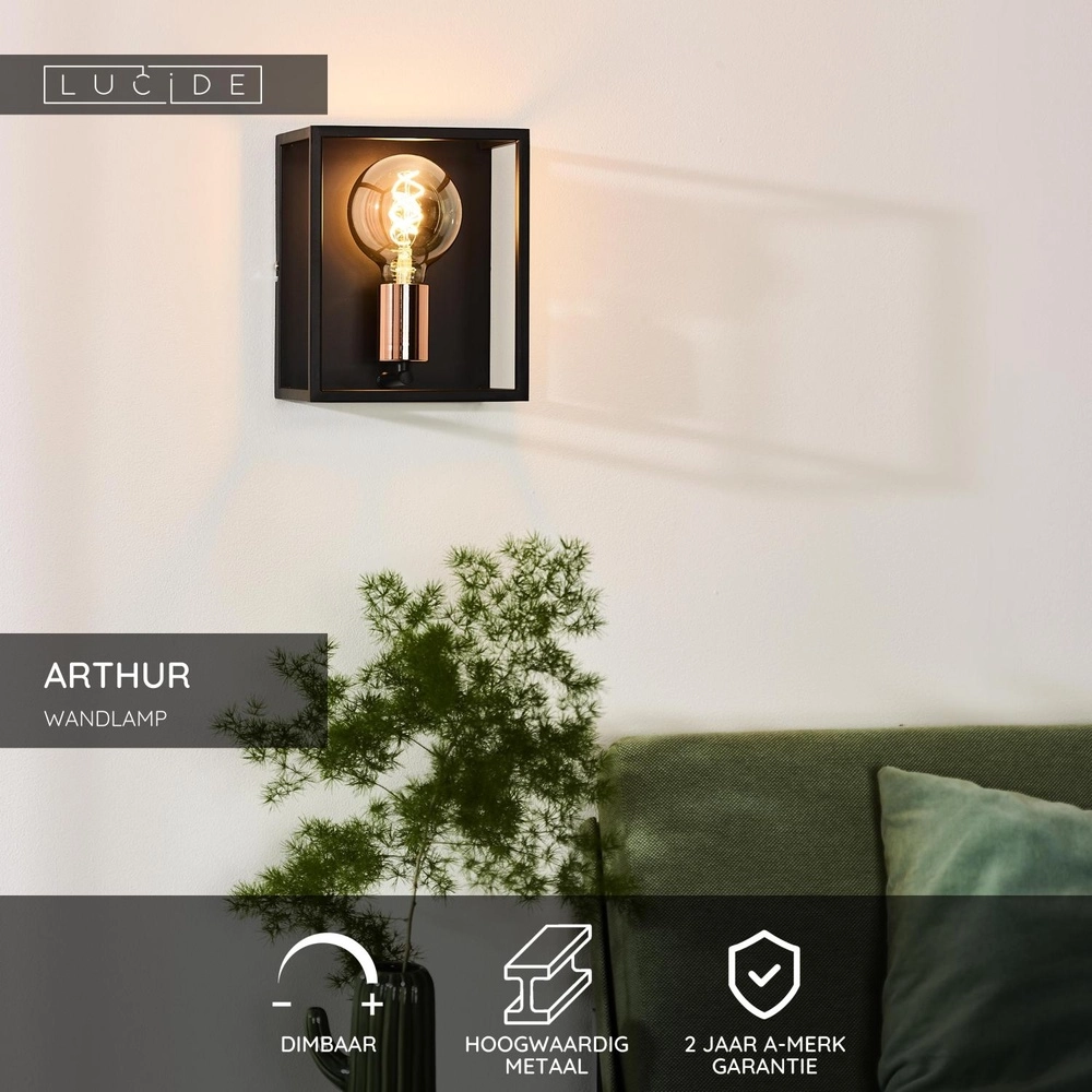 Wandlampe Arthur Schwarz Lucide 5411212082893