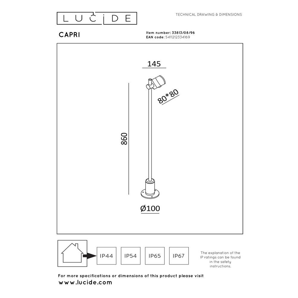 Design-Stehlampe Capri Kaffeebraun Lucide 5411212334169