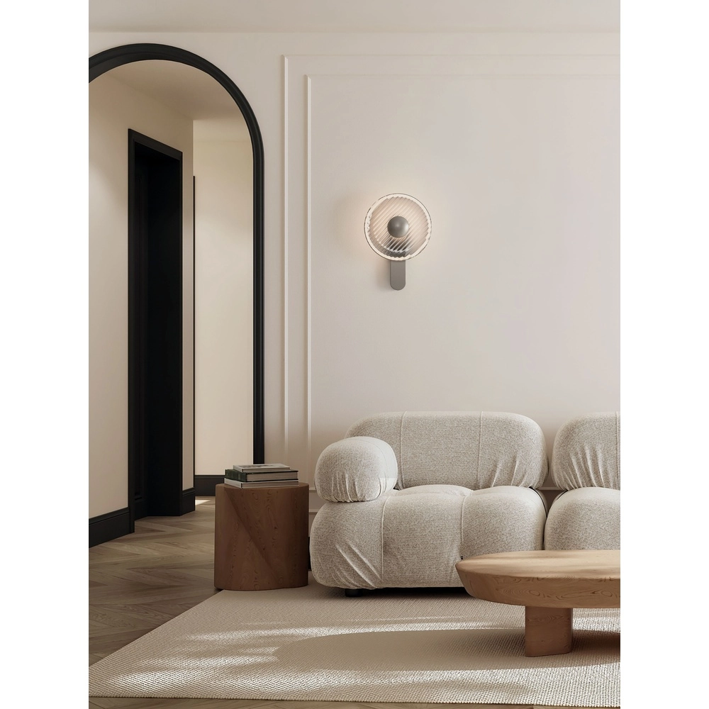 Design-Wandlampe Lavina silbergrau mit Rauchglas Ø 25 cm