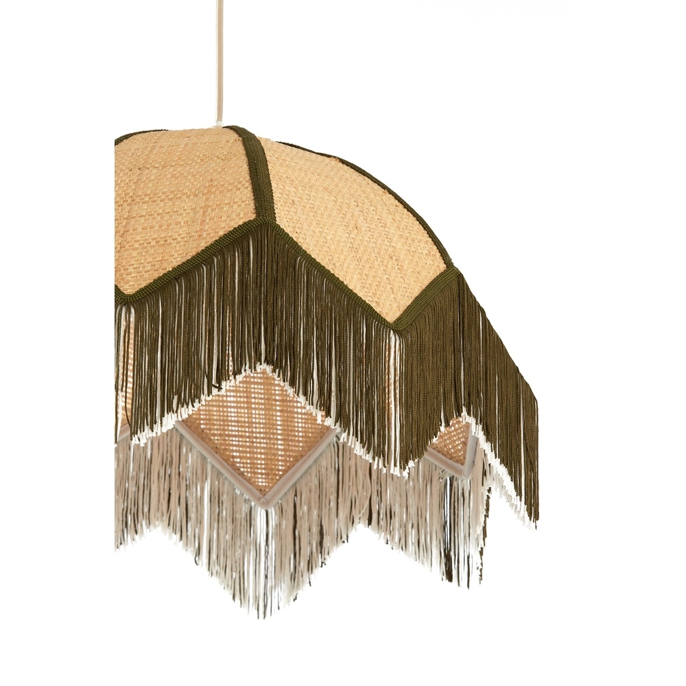Ø 45cm Pendellampe Sulina Raffia mit Grün Light & Living 8717807762391