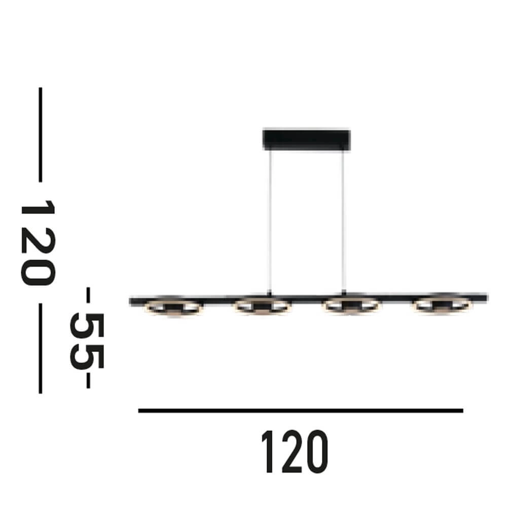 4-flammige moderne Pendelleuchte Space schwarz Searchlight 5053423274454