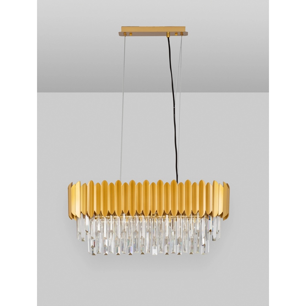 Pendelleuchte Magnolia Längliches Gold und Kristall Lyora 5212017434982
