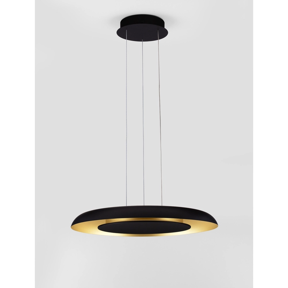 Moderne Pendelleuchte Epos Ø 60cm schwarz mit gold