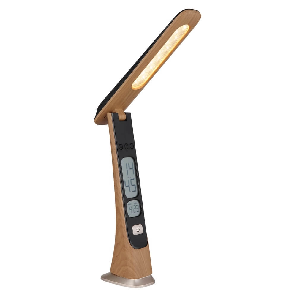 Schreibtischlampe Averie Holz mit Uhr Globo 9007371471720