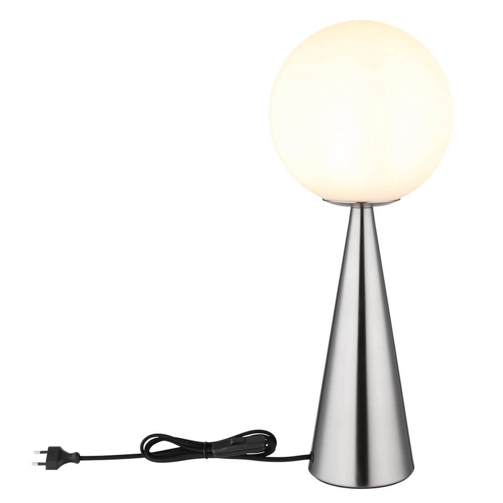 Tischlampe Pinpal Nickel mit weißem konvexem Glas Globo 9007371450343