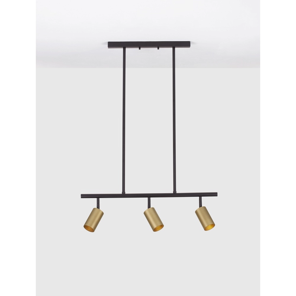 Pendelleuchte Pogno 3-flammig schwarz mit gold gerade Lyora 5212017440662