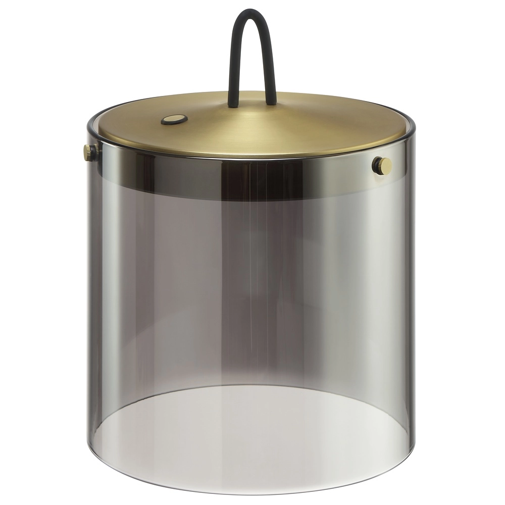 Tischlampe Lumeo Messing mit Rauchglas Ø 20cm Brilliant 4004353463600