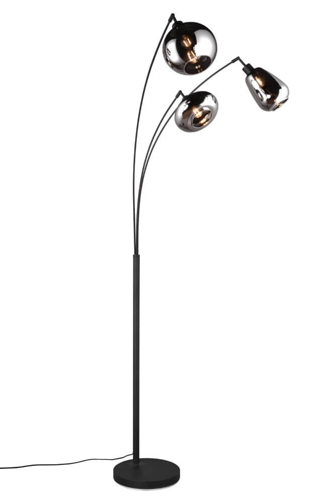 Stehende Stehlampe Lumina schwarze Leuchte mit Chromglas Trio 4017807581201
