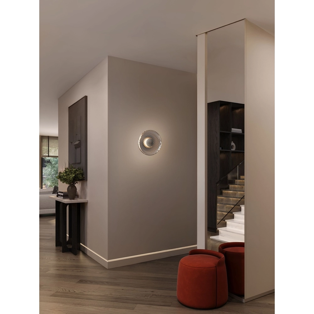 Wandlampe Lavina silbergrau mit Rauchglas Ø 25 cm
