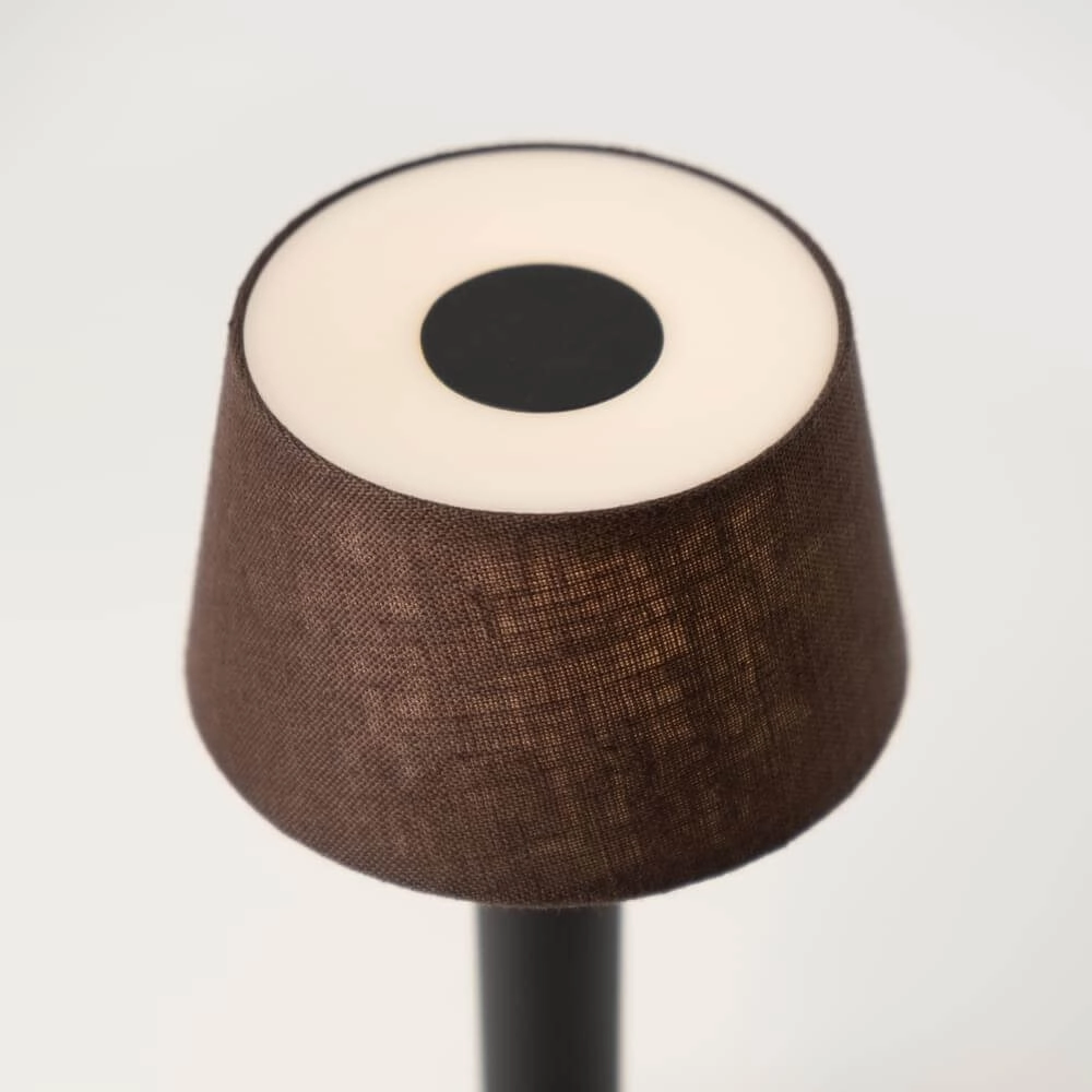 Wiederaufladbare Tischlampe Two Black Brown Leinen Humble 7446023312370