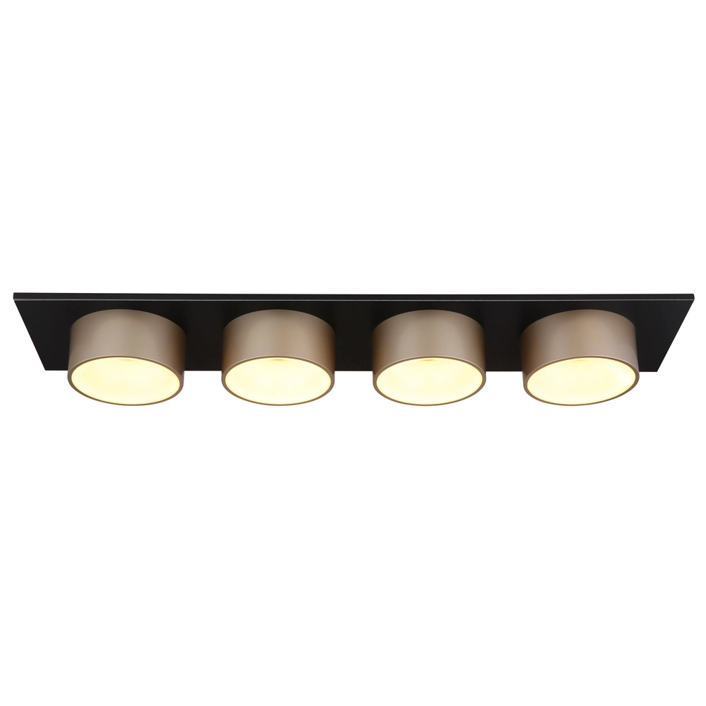 4-Licht Deckenlampe Raymond schwarz mit Champagner Globo 9007371525874