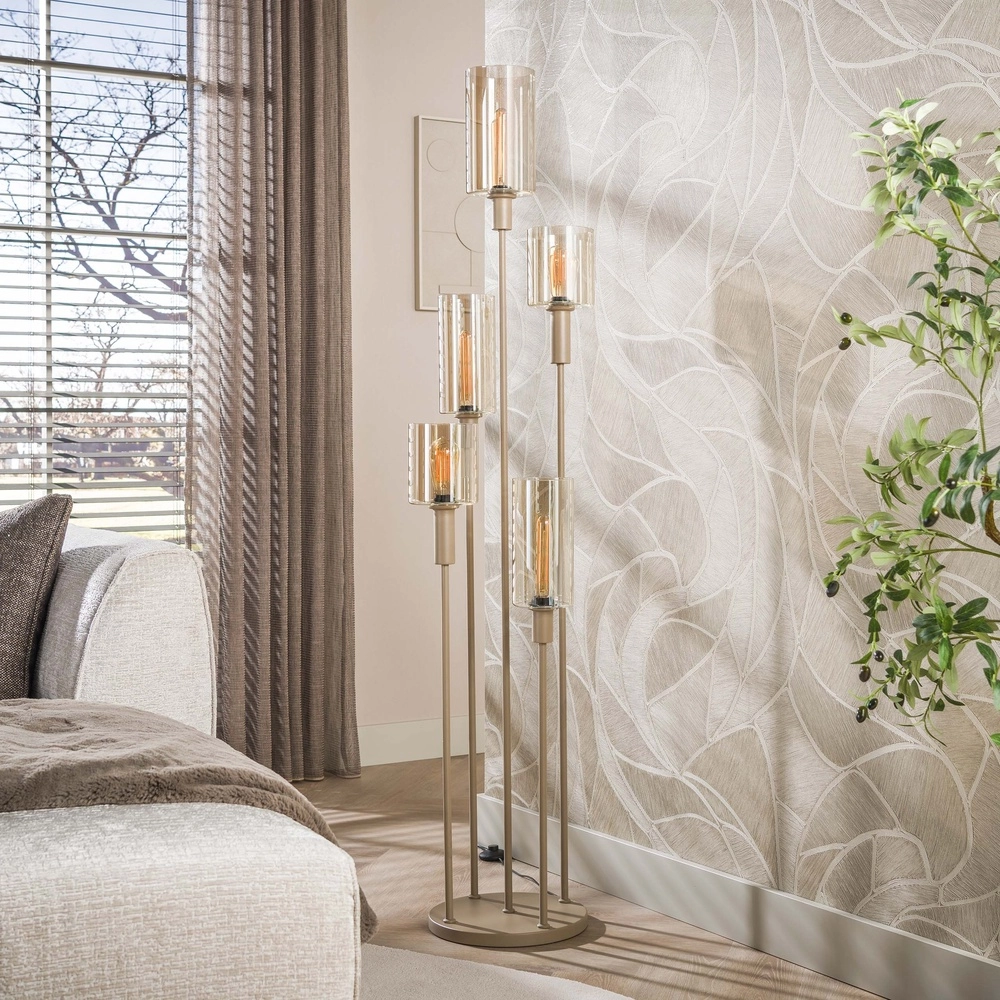 Design-Stehlampe Sepiora 5-hell sandbraun Lyora 8716803515338