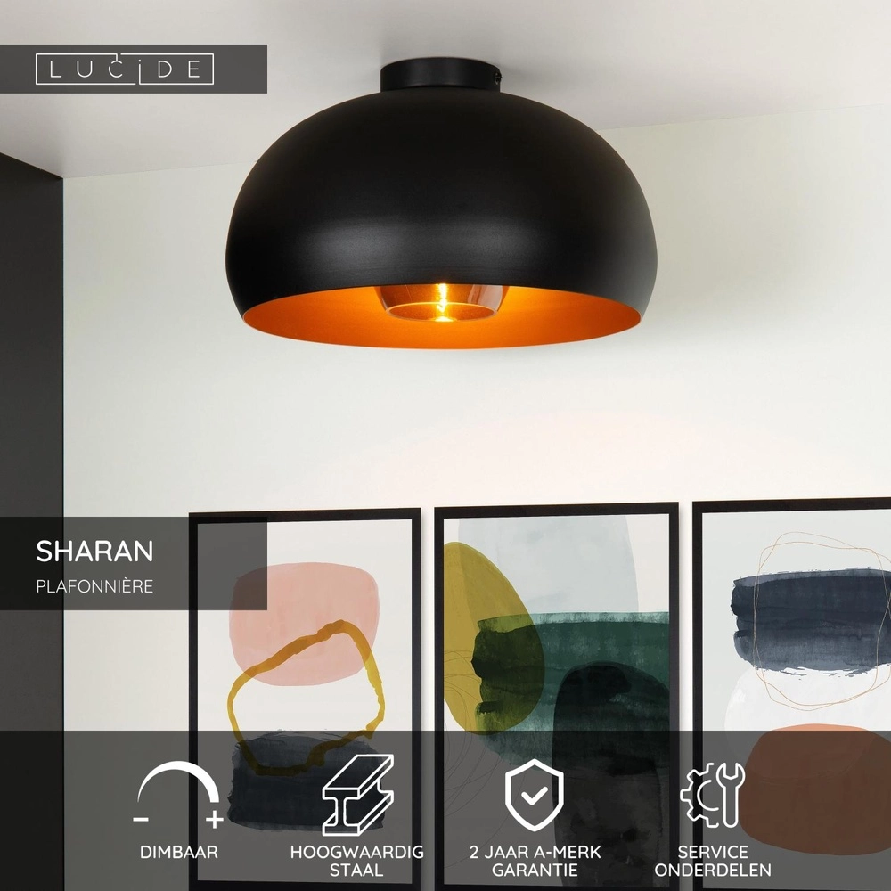 Deckenlampe Sharan Ø 38 cm schwarz Lucide 5411212302922
