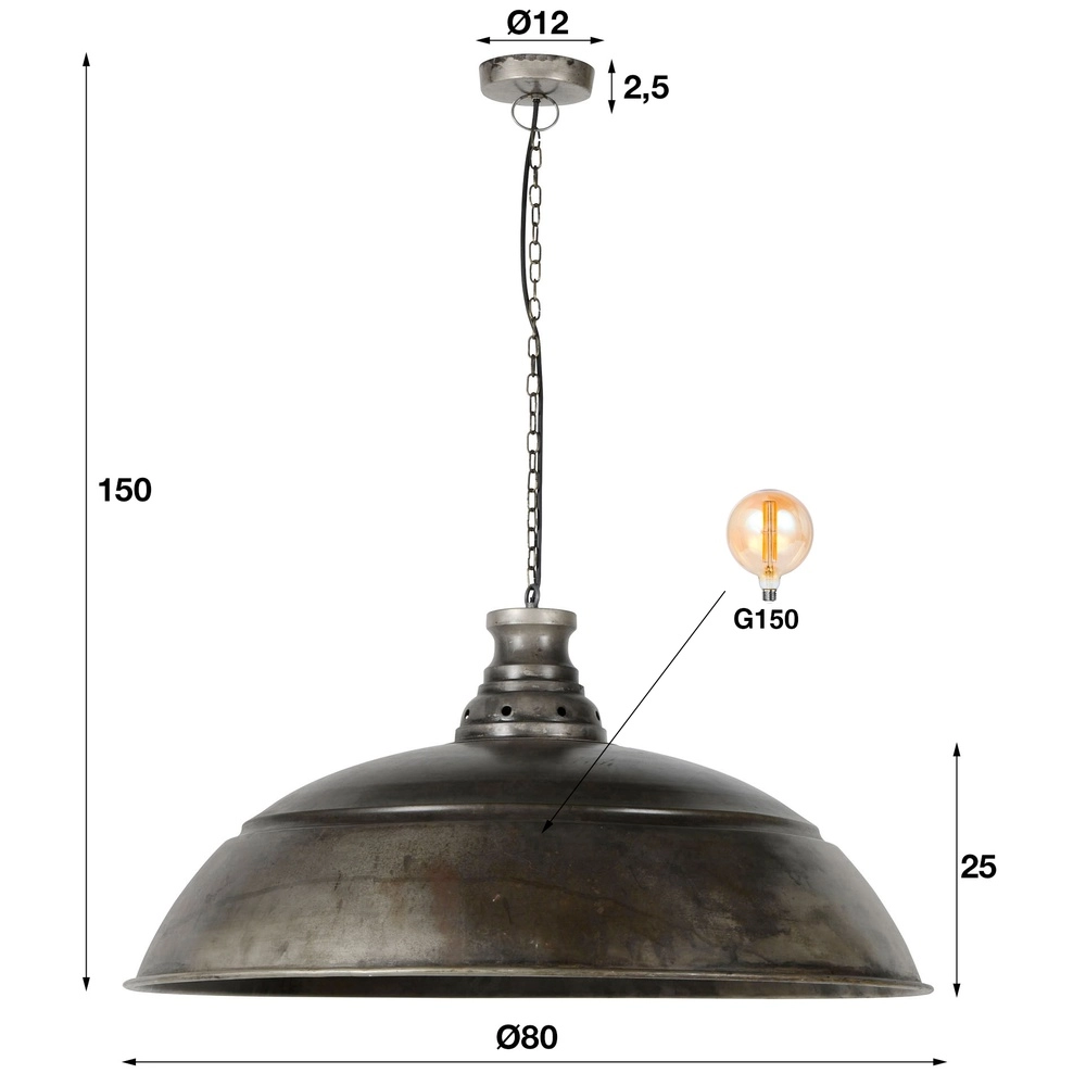 Industrie-Pendellampe Industry Ø 80cm – altes Silber Lyora 8716803511781