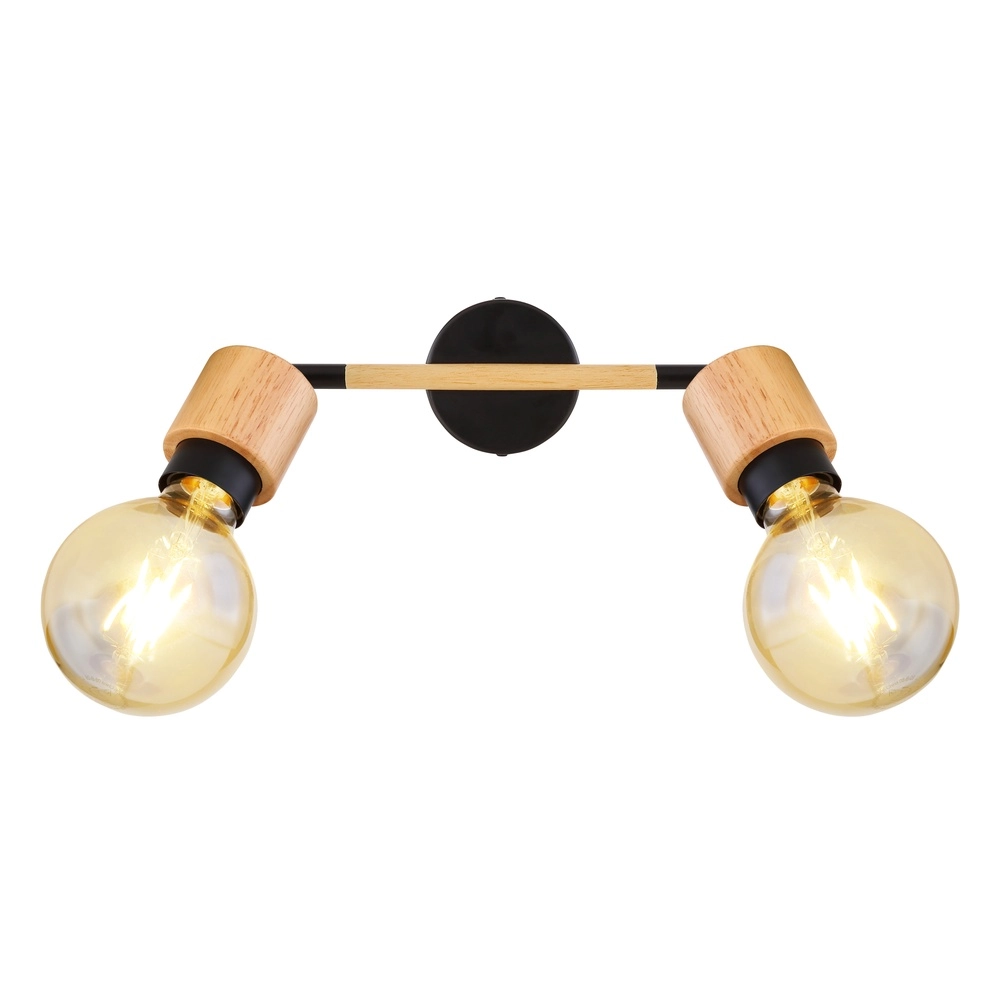 Deckenlampe Jorna 2-helliges Schwarz mit Holz Globo 9007371402281