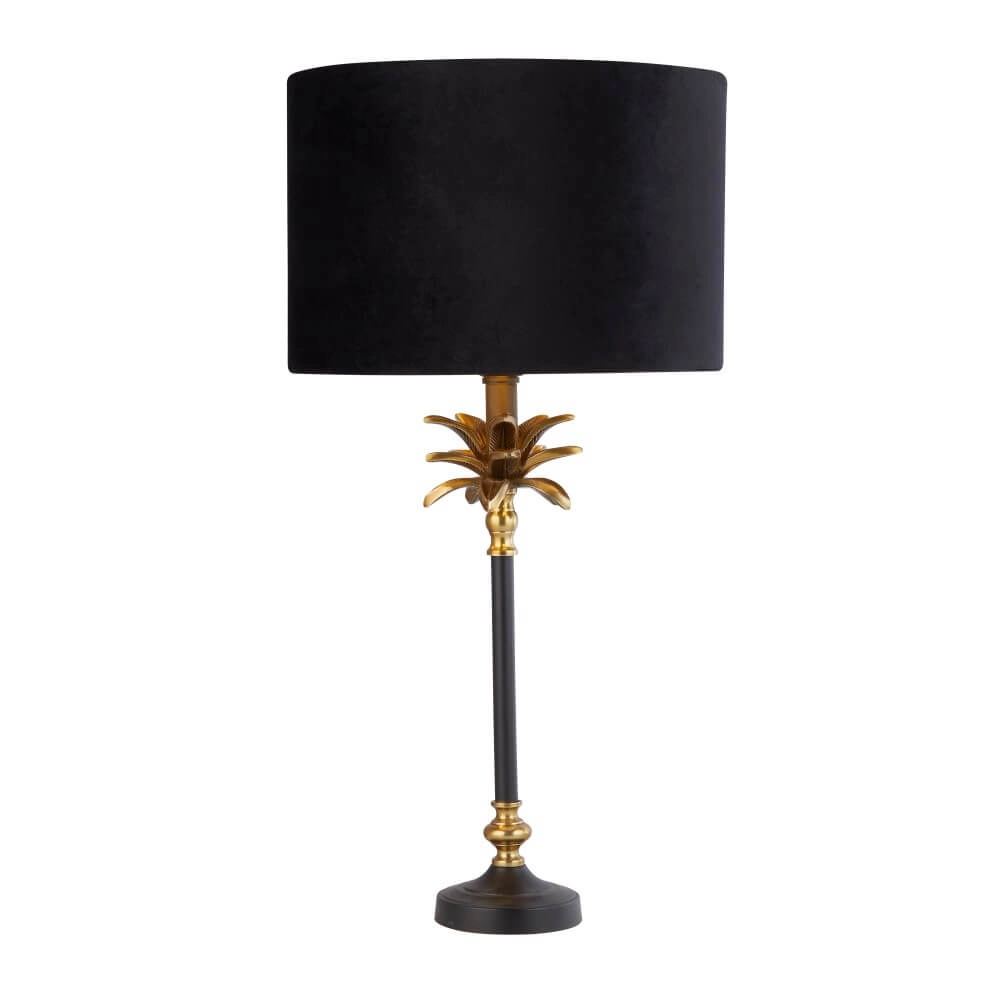 Tischlampe Palm schwarz mit schwarzer Kapuze Searchlight 5053423257389