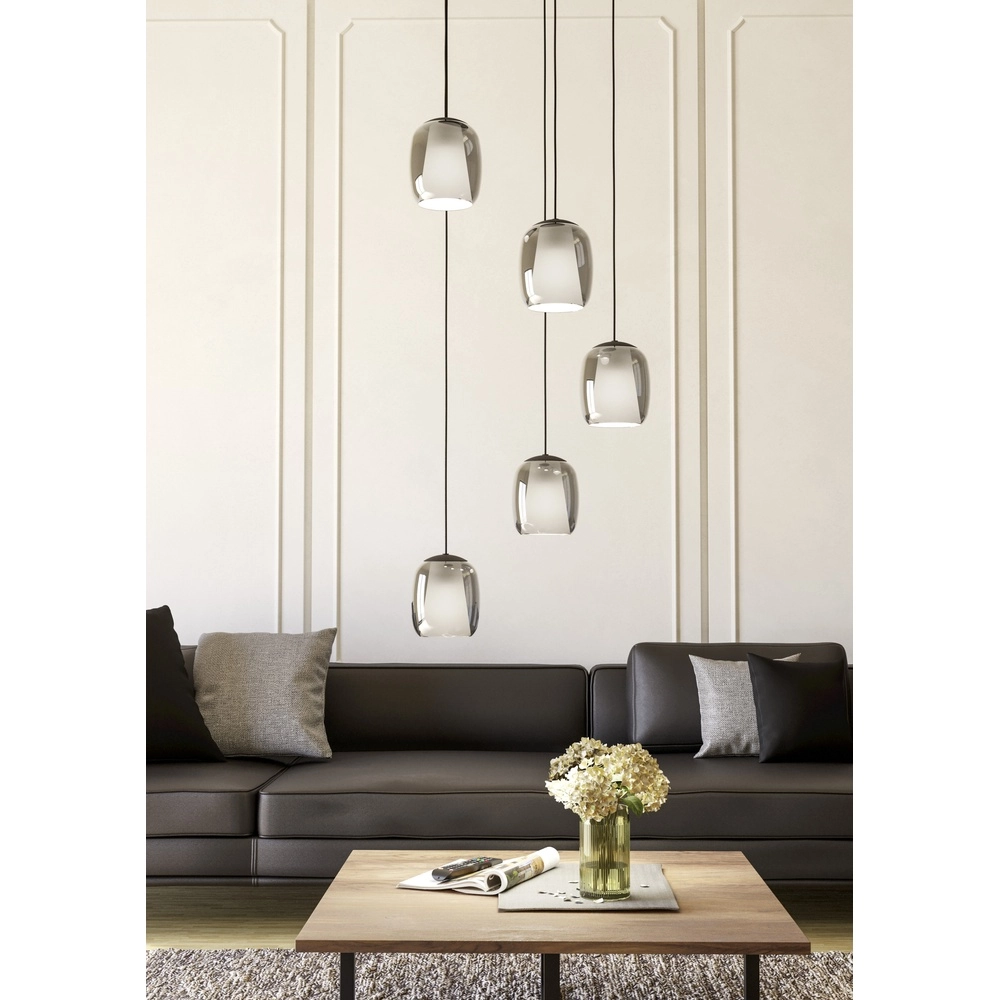 Esstisch-Pendellampe Ciampino 5L – rauchmattiertes Glas Eglo 9008606312733