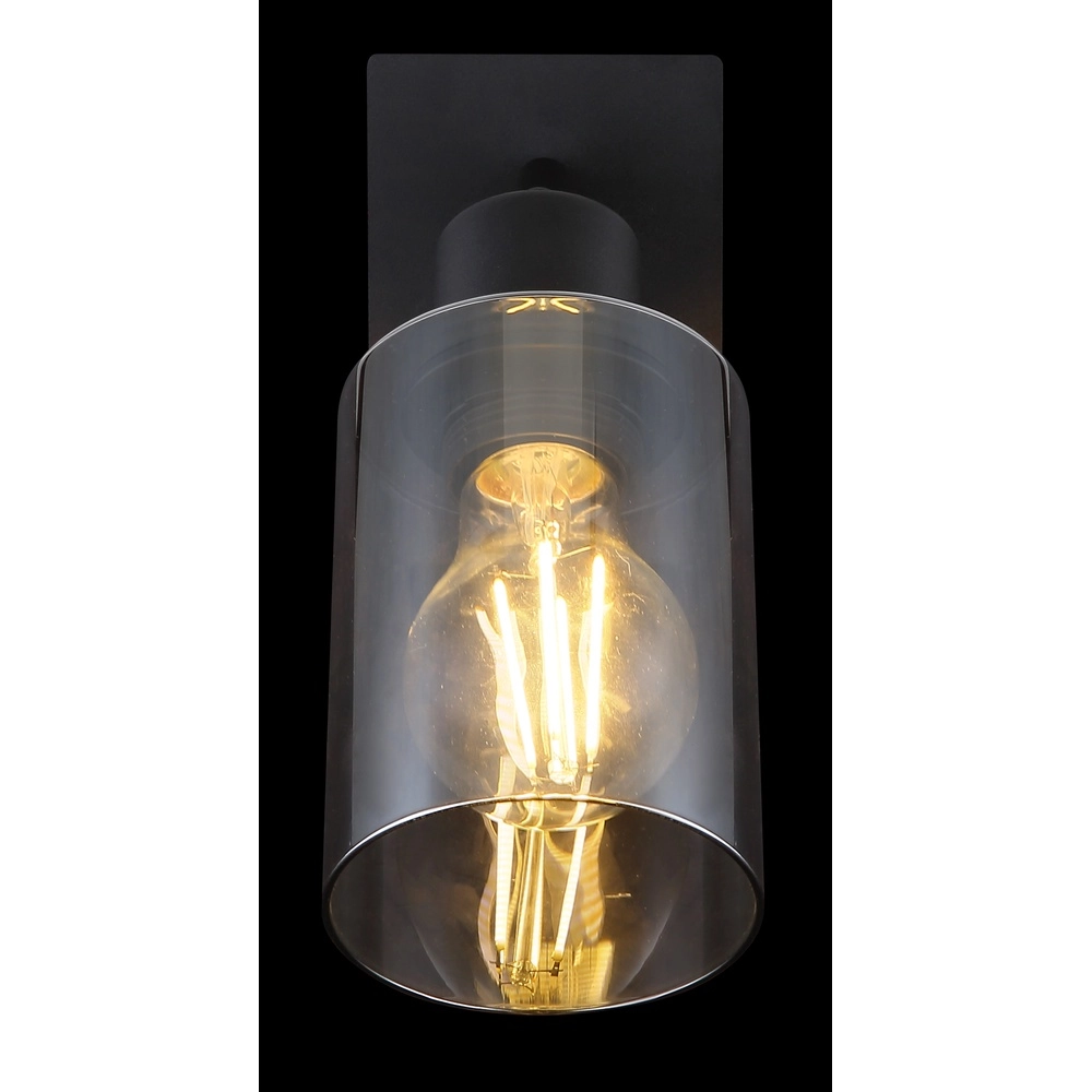 Wandlampe Hadera Schwarz mit Rauchglas Globo 9007371437214