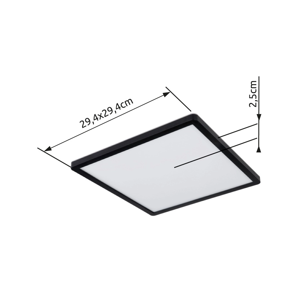 Deckenlicht Sapana Quadrat 29,4 cm Schwarz Globo 9007371414390