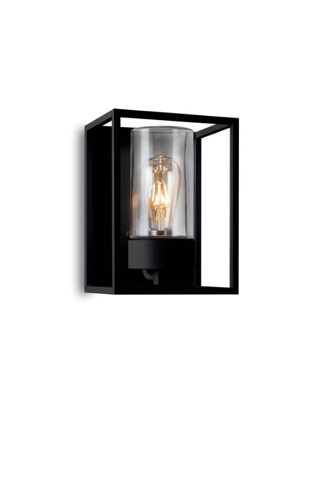 Schwarze Wandleuchte Cubic3 transparentes glas