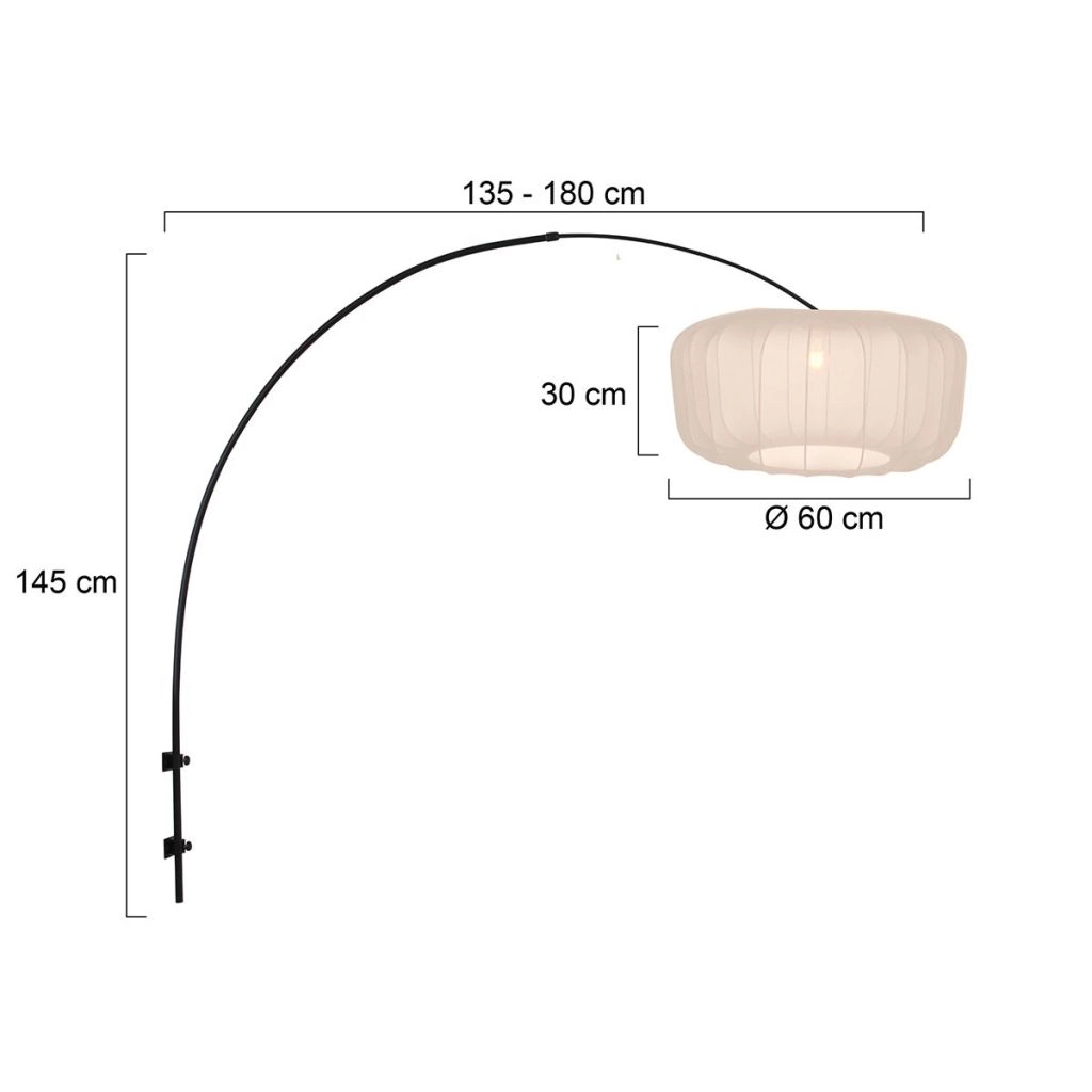 Schwarze Wandlampe Vela Lino mit Cremeton Ø60cm Steinhauer 8712746182033