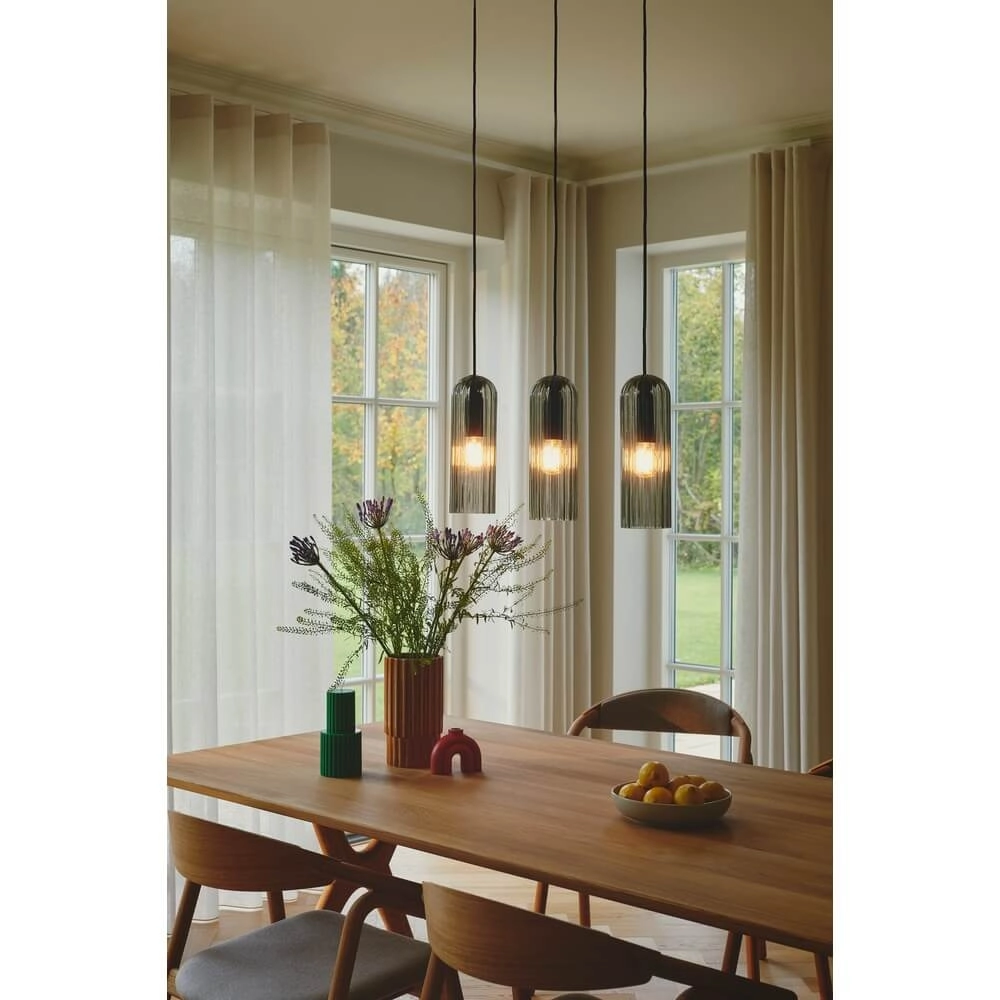 3-flammige Pendelleuchte Miella schwarz mit Rauchglas Nordlux 5704924018626