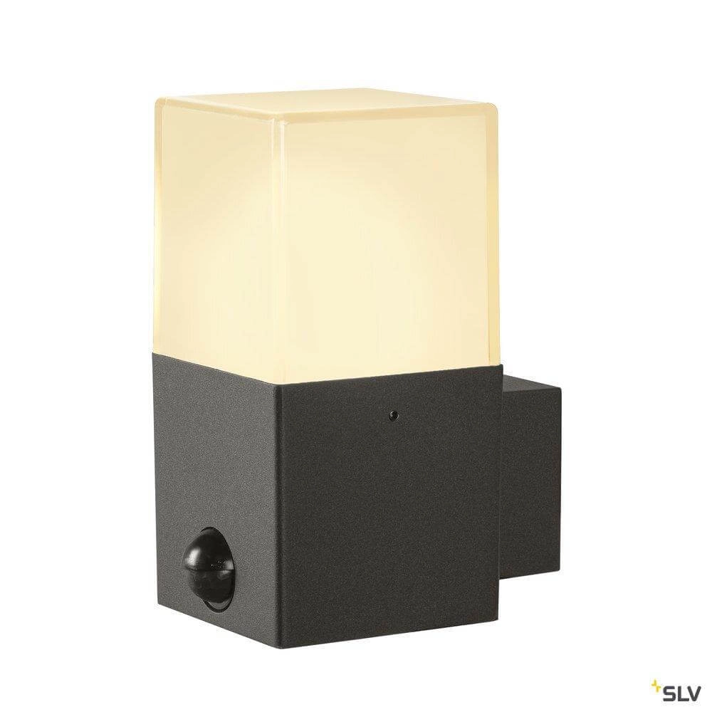 Anthrazitfarbene Außenlampe Grafit mit Sensorquadrat