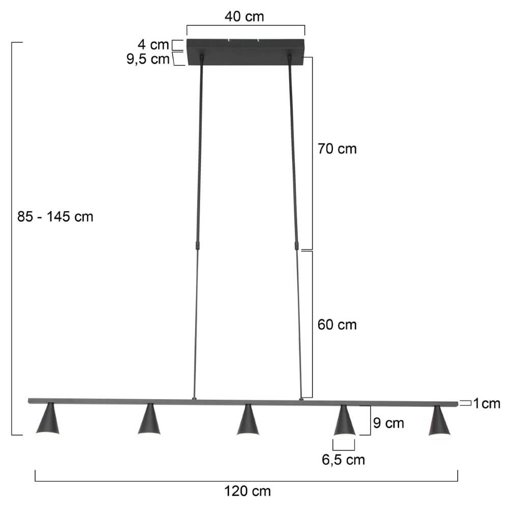 Design-Hängelampe Vortex 120 cm – Schwarz Steinhauer 8712746135466
