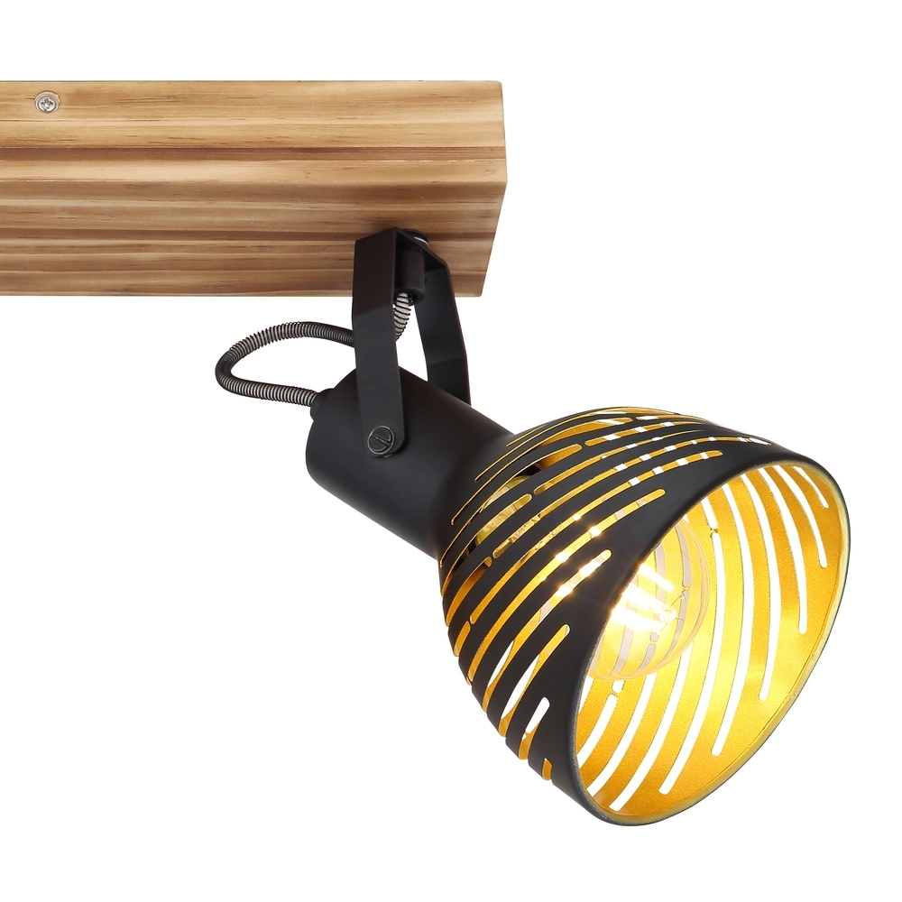 Deckenlampe Lenna 2-Licht Holz mit Schwarz Globo 9007371422685