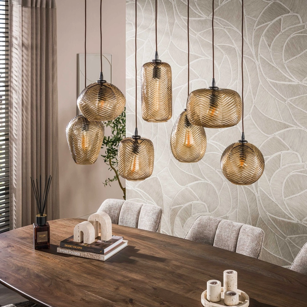 7-Licht Pendellampe Chevron Rauchbraunes Glas Lyora 8716803515000