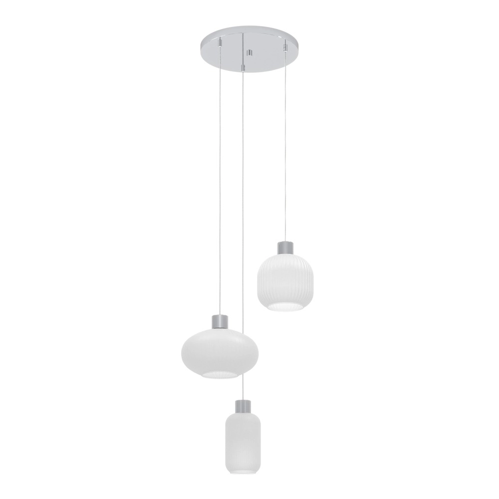Design-Pendellampe Dasmina Chrom mit weißen 3-Lichtern