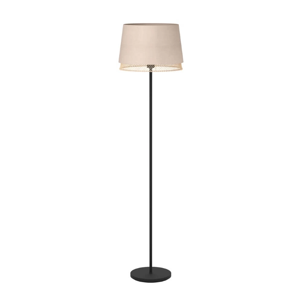 Stehlampe Tabley Leinen mit Rattan