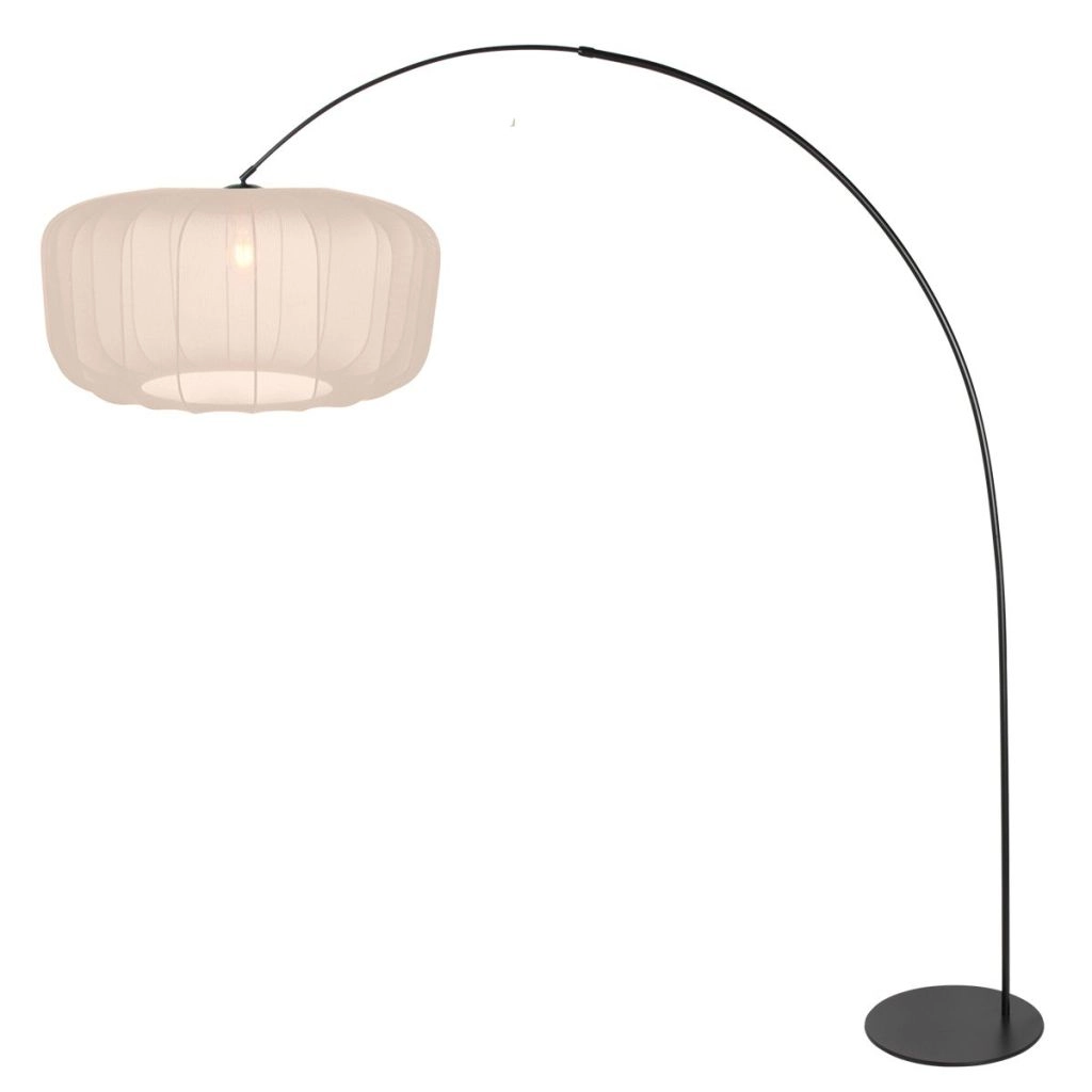 Schwarze Bogenlampe Curve mit Cremeton Ø60cm Steinhauer 8712746183146