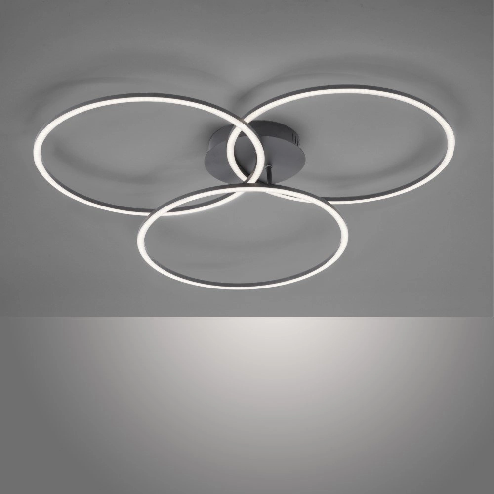 Deckenleuchte Ivanka 3-Ring schwarz Just Light 4043689970567