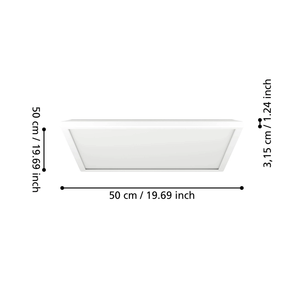 Deckenlampe im Badezimmer Rovito Quadrat – Weiß – 50x50 cm Eglo 9008606329960