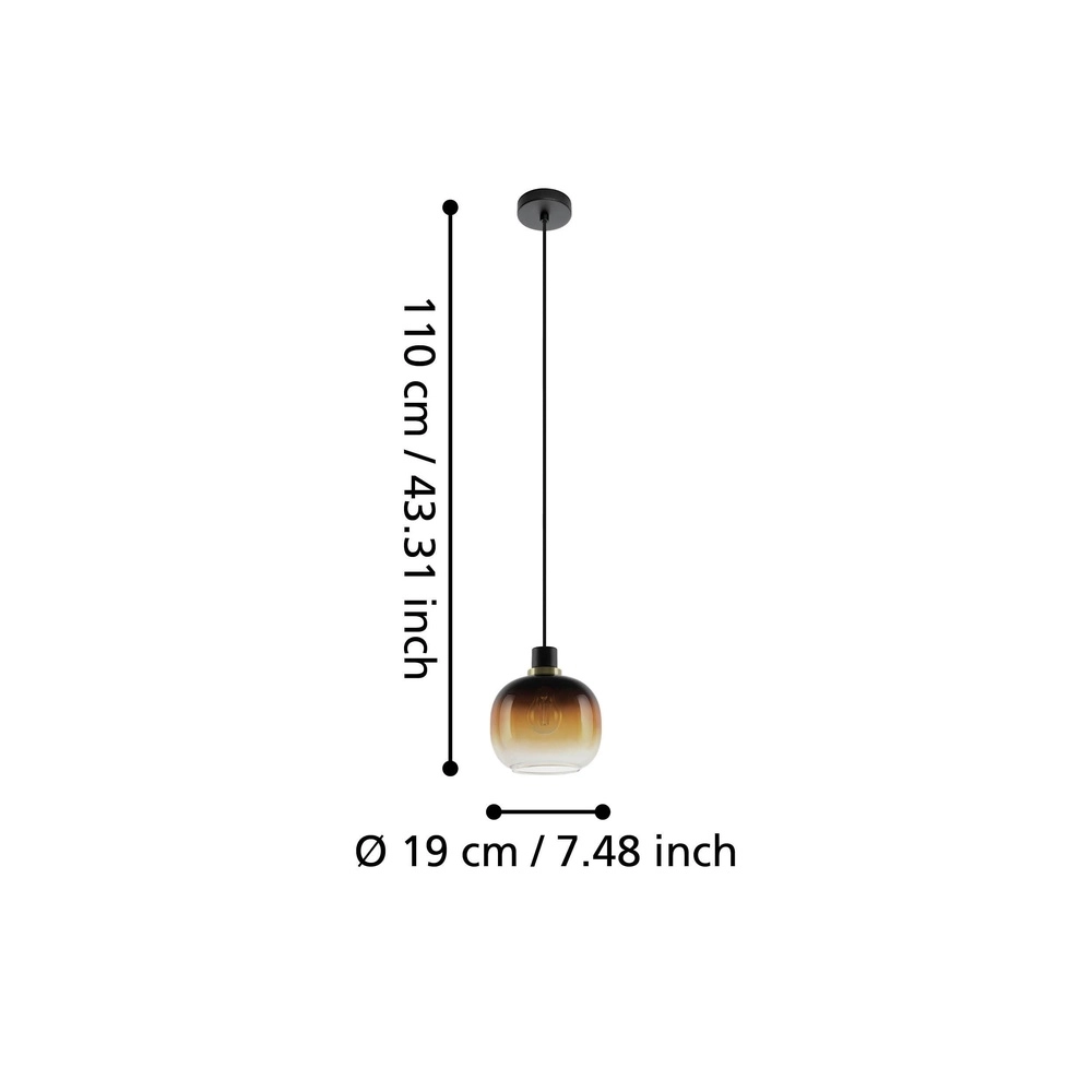 Glas-Pendellampe Oilella Ø 19cm – bernsteinfarbenes Glas Eglo 9002759996147