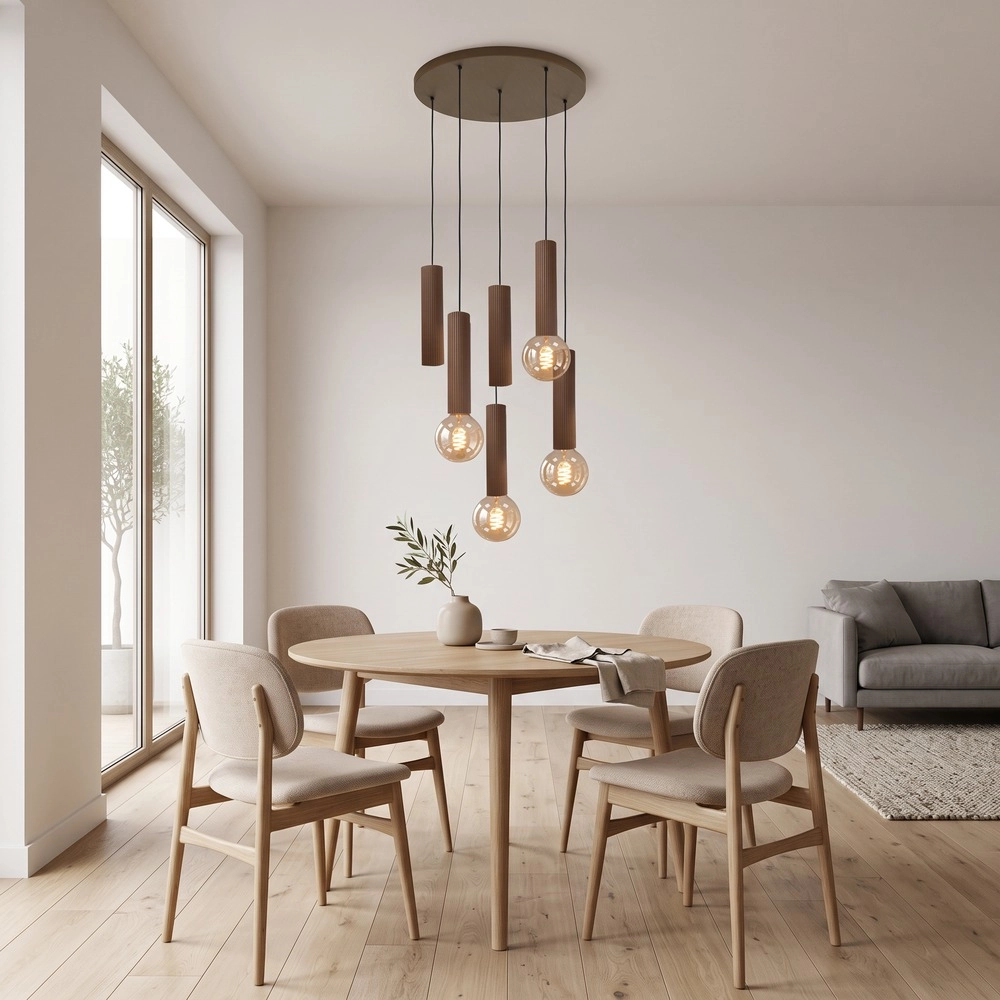 Design-Pendellampe Fariolo bronzene 6-Fenster Ø 48 cm