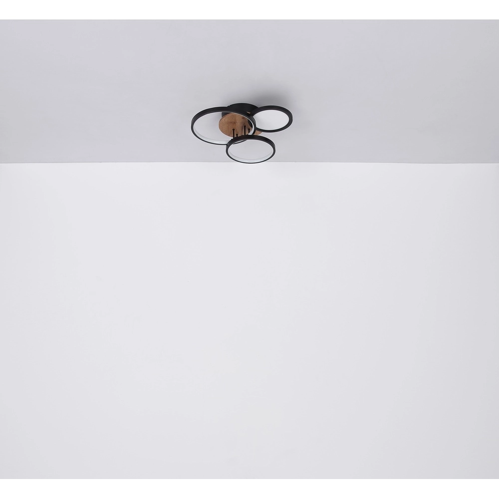 Schwarze Deckenlampe Sid Design mit Holz Globo 9007371436392